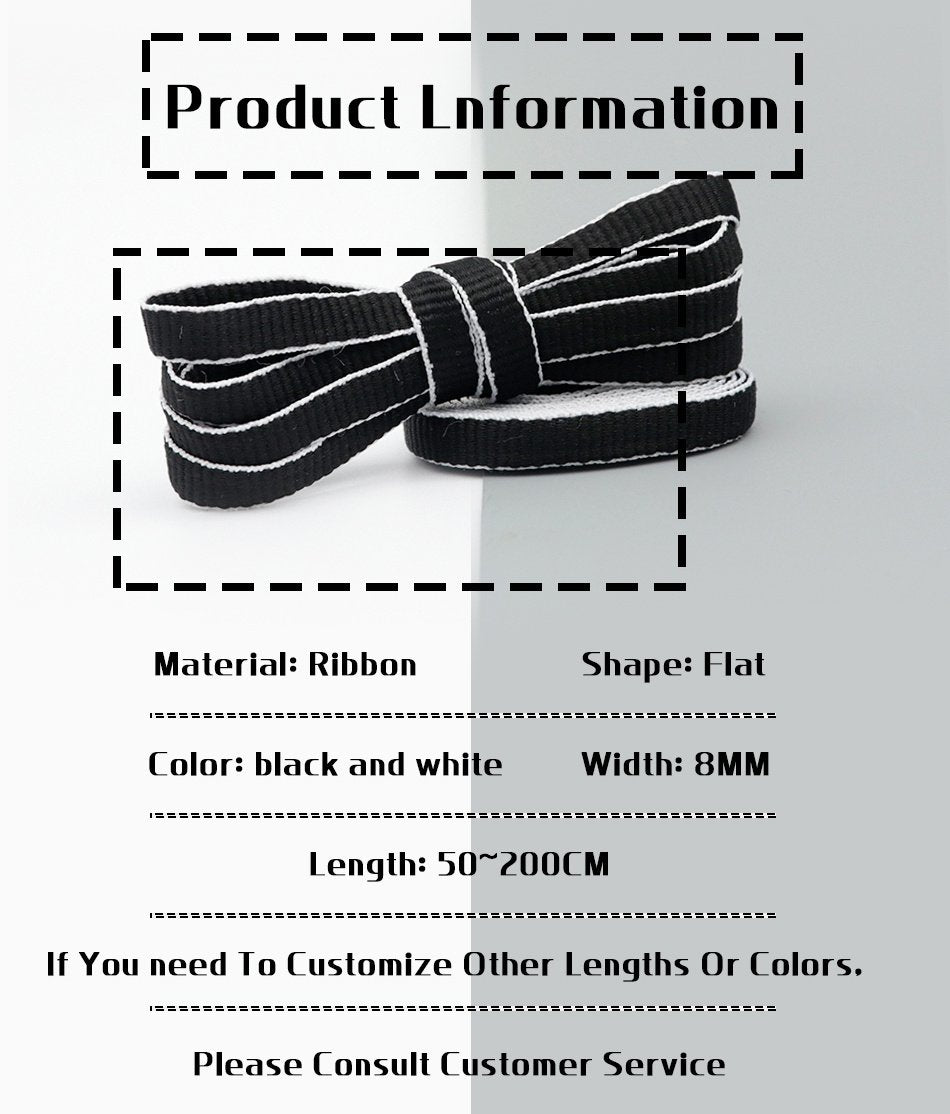 8MM Black White Unique Shoelaces Refined Machine Production Luxury Quality Cords For Men Women