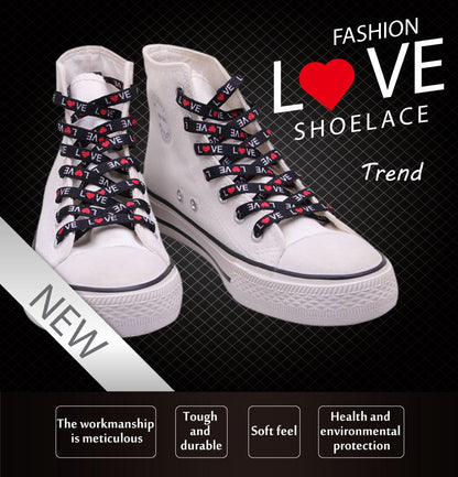 7mm Thermal Transfer Bootlace Flat Single Layer Network Laces With Printing Sublimated Love