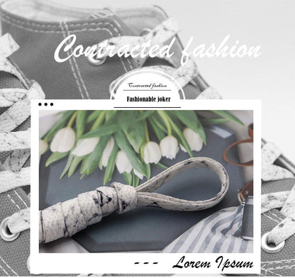 8MM White Black Glacier Frozen Stone Textur Shoelaces Unisex For Zapatillas Mujer Flat Perfect Shoe