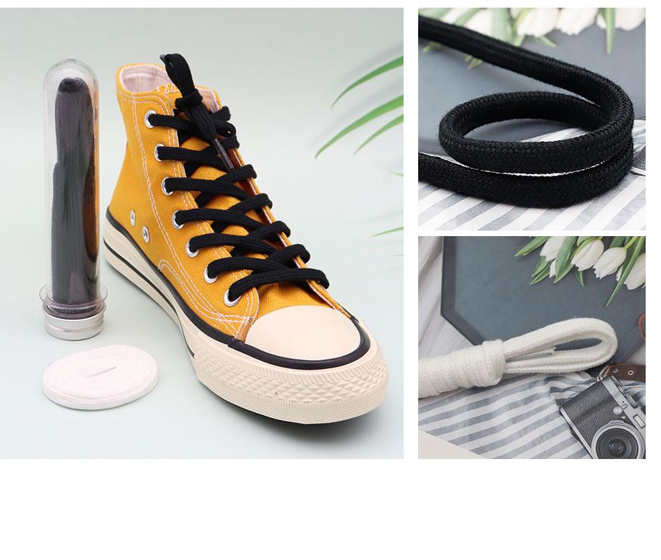 6MM Classic Shoe Accessory Double Layer Polyester Flat Shape Shoelaces 7 Colours For Canvas Boots