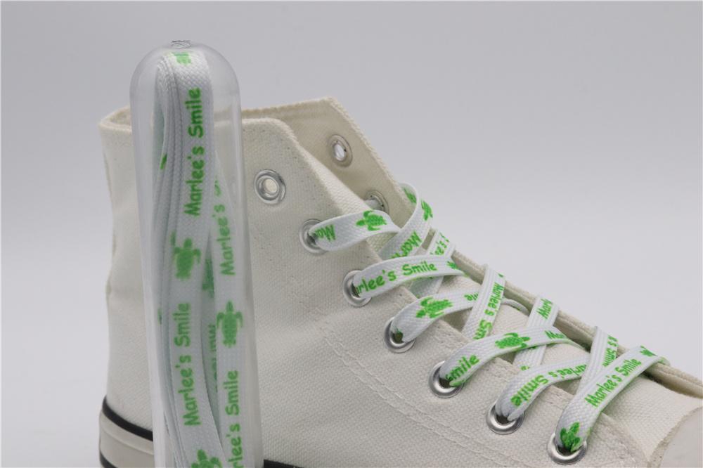 8MM White-Green Turtle Pattern High Quality Shoelace "Marlee's Smile" Letter Printing Rope изи буст