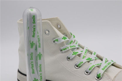 8MM White-Green Turtle Pattern High Quality Shoelace "Marlee's Smile" Letter Printing Rope изи буст
