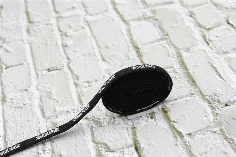 7MM Saint Side White Black Letter Flat Type Waist Laces Men Women Sneaker Ropes Boots Canvas Casual