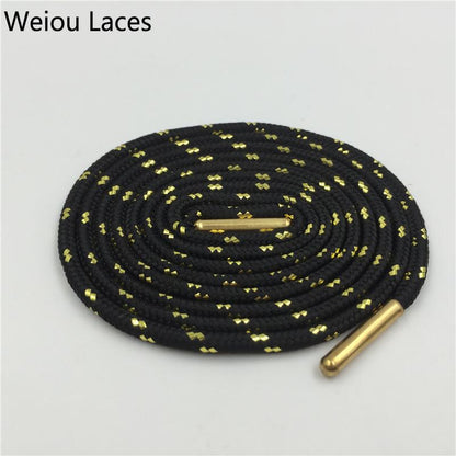 Hot Weiou Metal Tips Sports Athletic Colored Boot Laces Awesome Metallic Gold Shoelaces White Round