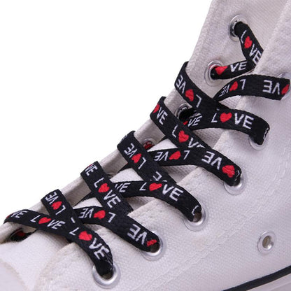 7mm Thermal Transfer Bootlace Flat Single Layer Network Laces With Printing Sublimated Love