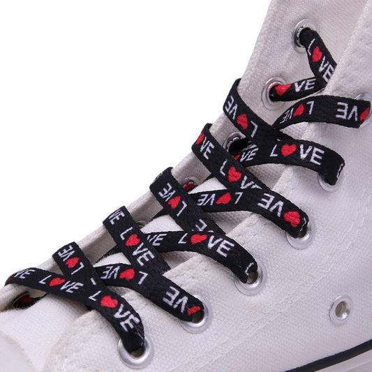 7mm Thermal Transfer Bootlace Flat Single Layer Network Laces With Printing Sublimated Love
