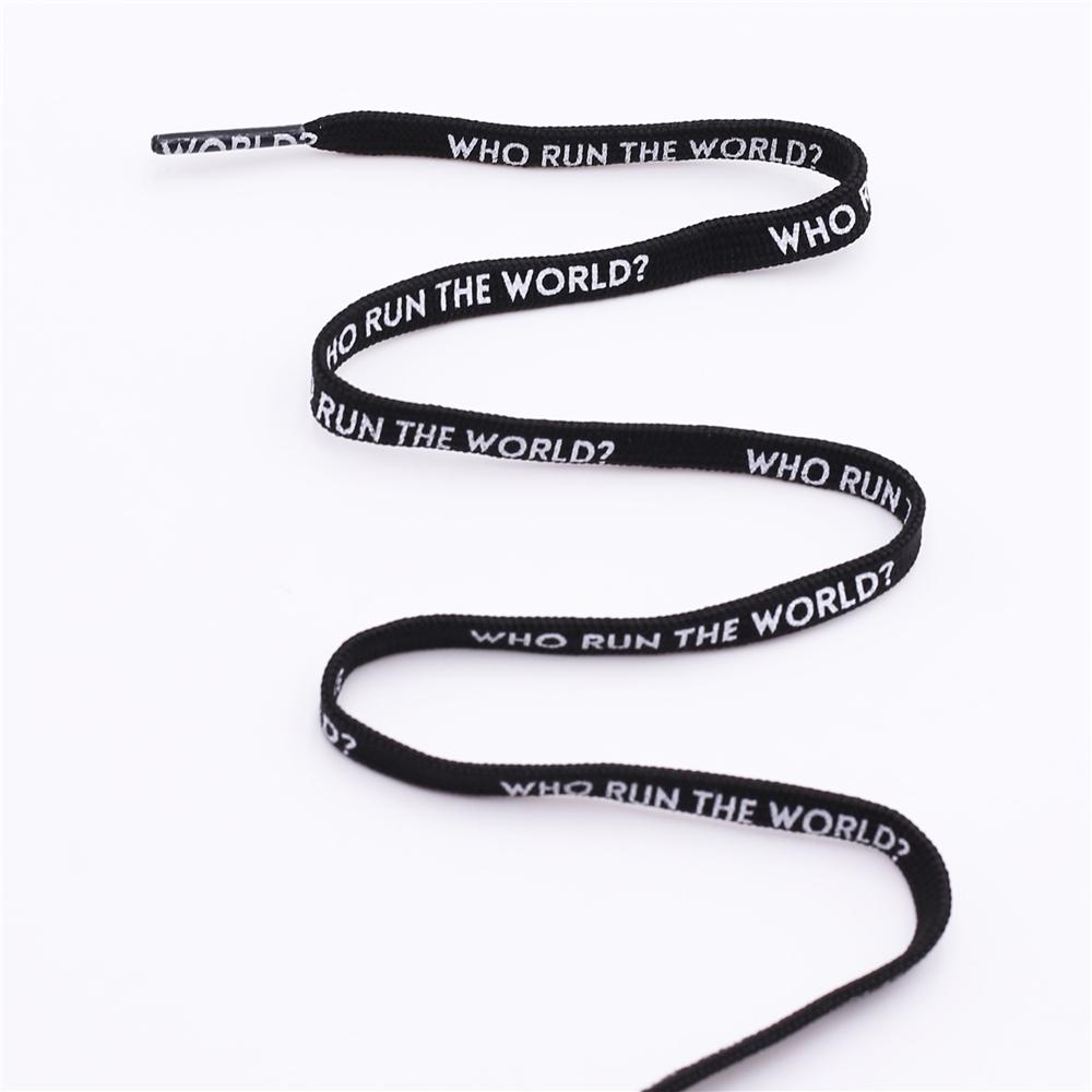 7MM Shoe Accessories Silk Screen Letter Printing Basketball Canvas Boots Falt Laces Lady Charmed