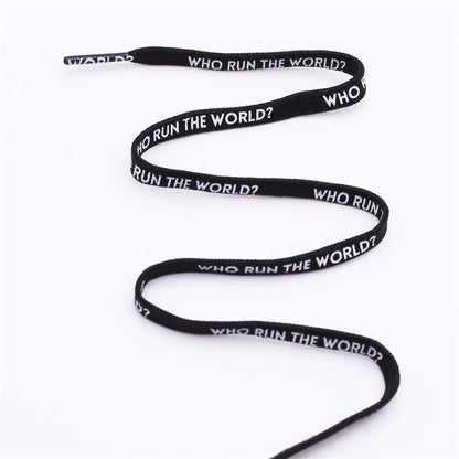 7MM Shoe Accessories Silk Screen Letter Printing Basketball Canvas Boots Falt Laces Lady Charmed