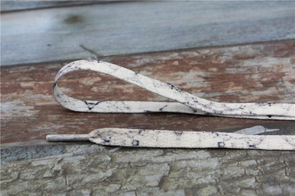 8MM White Black Glacier Frozen Stone Textur Shoelaces Unisex For Zapatillas Mujer Flat Perfect Shoe