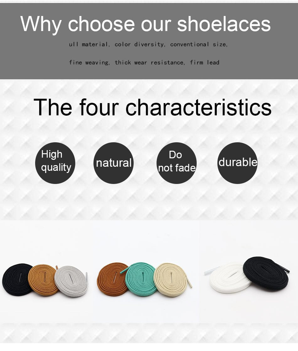 6MM Classic Shoe Accessory Double Layer Polyester Flat Shape Shoelaces 7 Colours For Canvas Boots