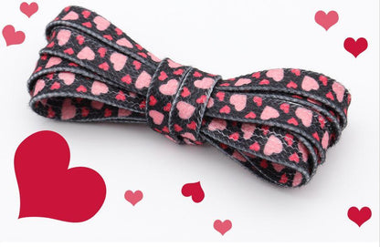 Top Quality Shoelaces Accessories 8MM Flat Pink Girl Lovers Heart Heat Transfer Printing Women
