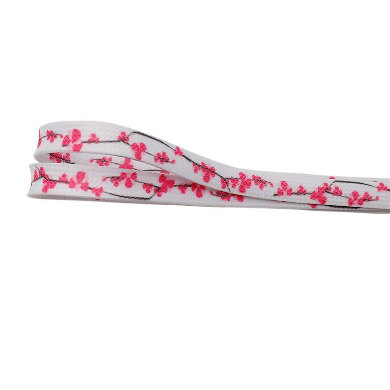 7MM Floral Heat Transfer Printing Shoe Laces Top Accessory Sneaker Women White Red Stamp Pretty Cord