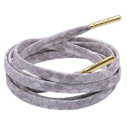 6 Colors Flat Snakeskin Snake Shoe Laces Luxury PU Leather LE ShoeLaces With Gold Metal Aglets For