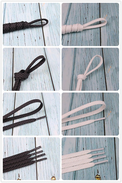 7MM Shoe Accessories Flat Type Black White Reflective Laces Top Shoelaces Glow In The Dark Easy