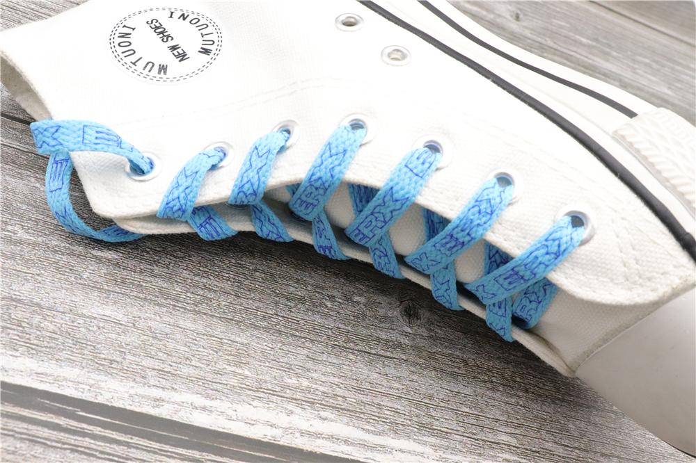 7MM Black-White Blue-Sapphire "ERX" Letter Printing Shoelaces Women Sneaker 2021 Canvas Ropes Flat