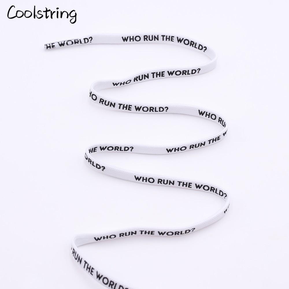 7MM Who Run The World Slogo Shoelaces Double-sided Printed Flat Sneakers Basketball Shoestring