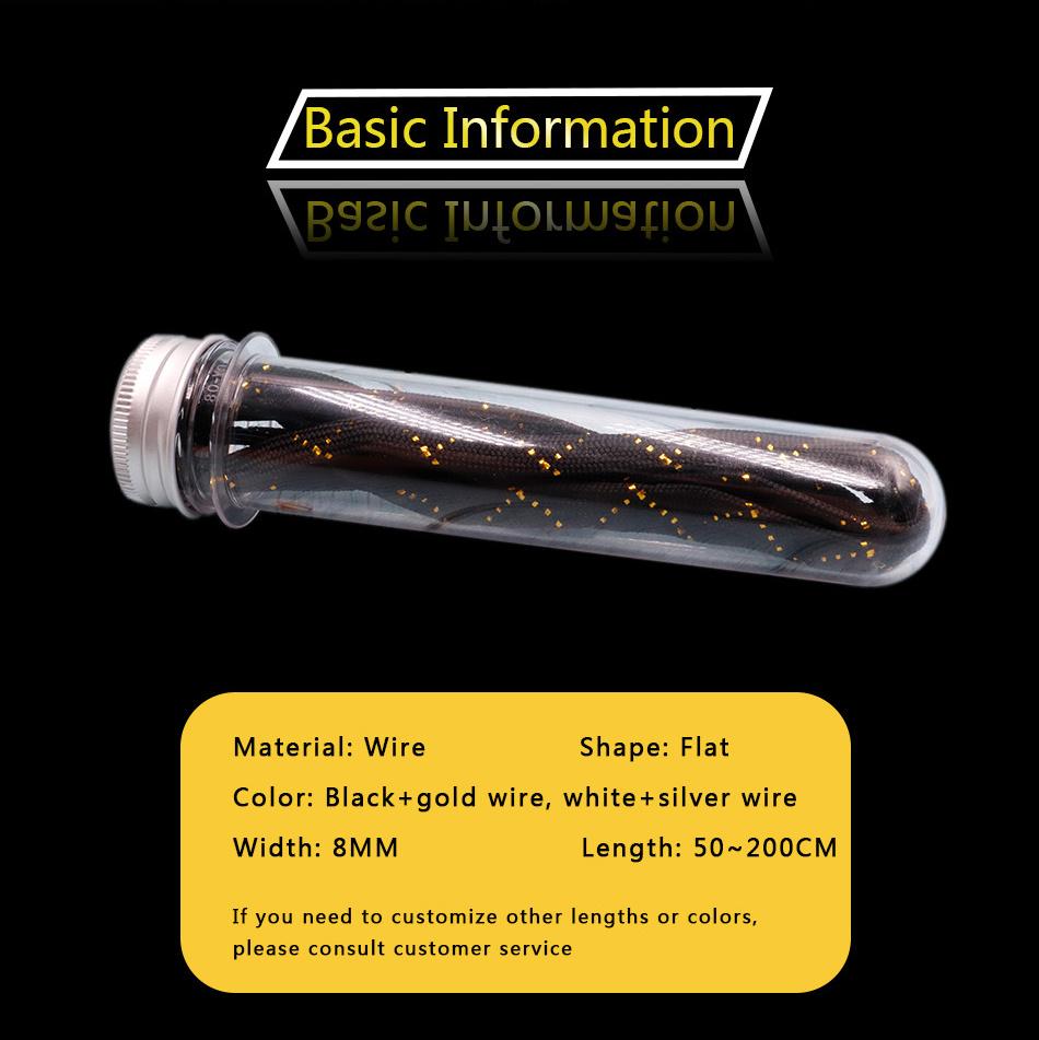 8MM Charmed Metallic Yarn Laces Shining White Black Shoelaces Trendy Women Sneaker Boot Canvas Sport