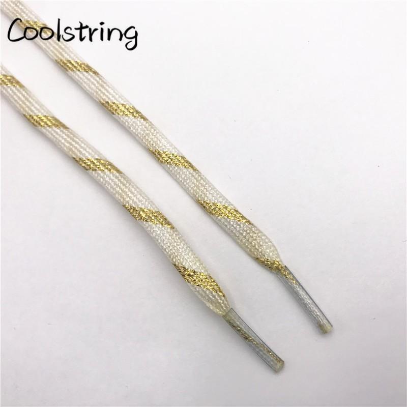 7mm Double Layer Shinning Colorful Glitter Shoelaces Long Shoe Laces White Black Red Gold Silver