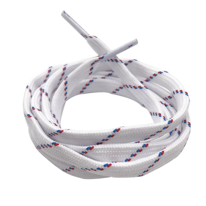 Best Shoe Accessories 7MM White Shoelaces With Red and Blue Spots Flat Easy Laces Fashion Youth