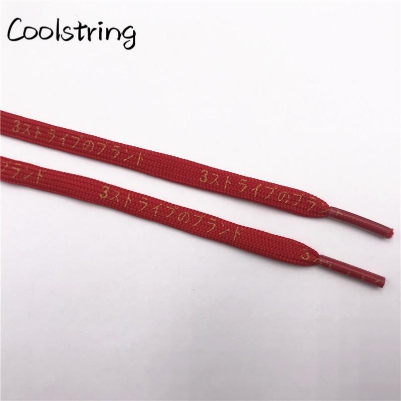 Cool 7mm Printed Hiragana Japanese Katakana Letter Shoe Laces Silk Printing Bootlaces Black Red Gold