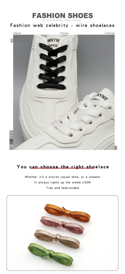 7MM Metallic Yarn Flat Laces Durable Material Making Pretty&Gorgeous Lady Boot Easy Lacets