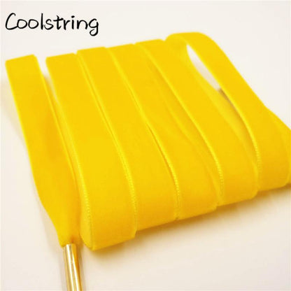 60-180cm Length 1.27 Cm Width Velvet Surface Shoelaces Women Men Black White Colorful Sports Casual