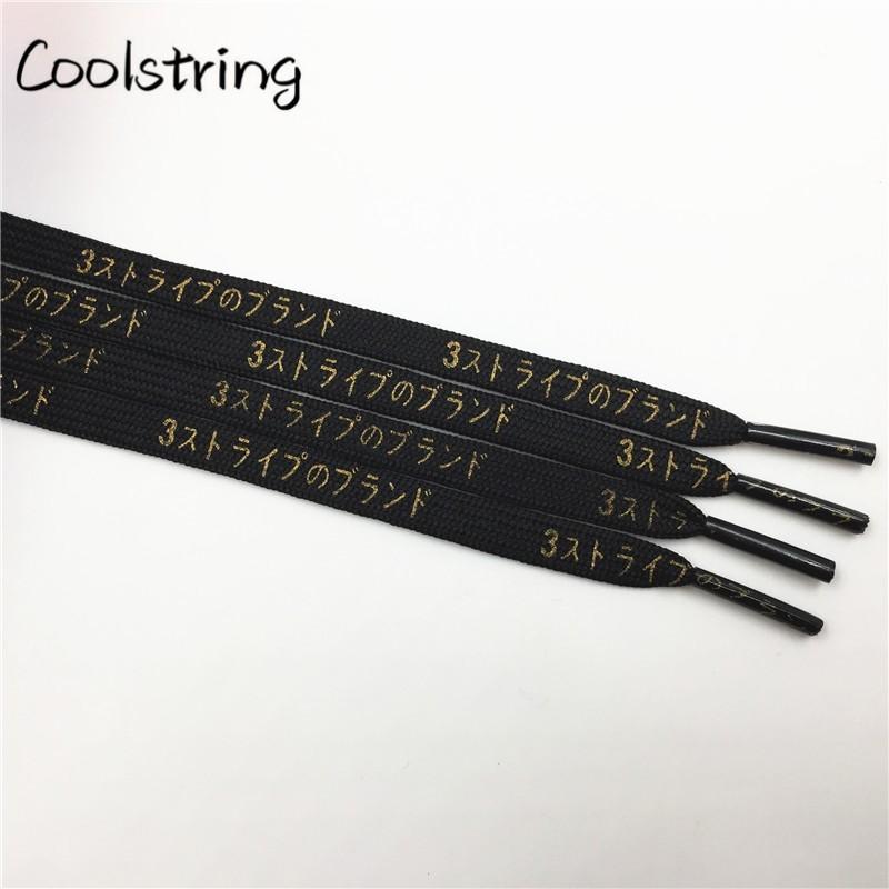 Cool 7mm Printed Hiragana Japanese Katakana Letter Shoe Laces Silk Printing Bootlaces Black Red Gold