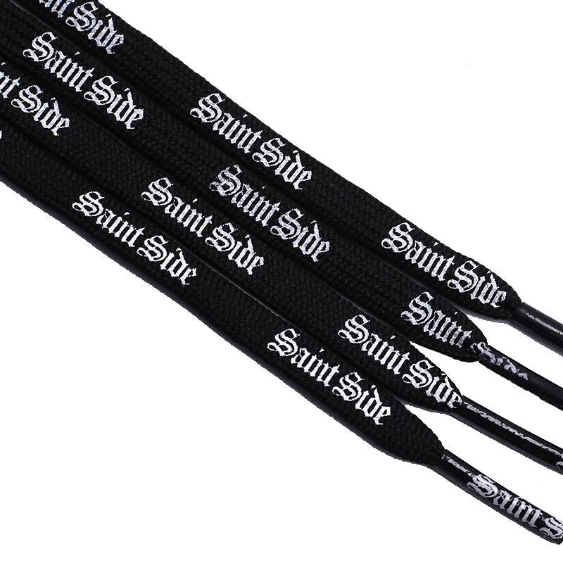 7MM Saint Side White Black Letter Flat Type Waist Laces Men Women Sneaker Ropes Boots Canvas Casual