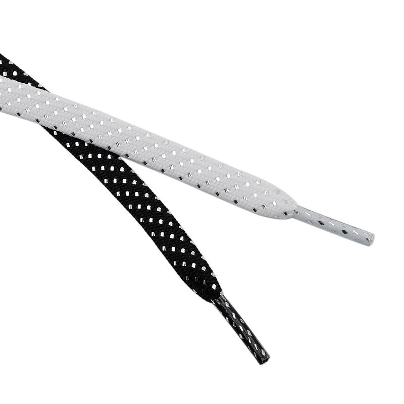 8MM Pretty Shoe Accessories White Black Flat Type Shoelaces Top Quality Metallic Yarn Laces For