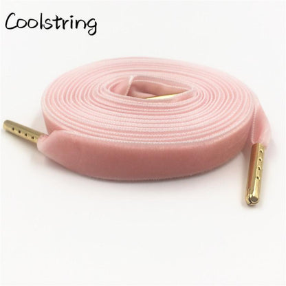 60-180cm Length 1.27 Cm Width Velvet Surface Shoelaces Women Men Black White Colorful Sports Casual