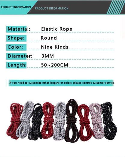 Best Shoe Accessories 3MM Reflective&Elastic Shoelaces Trendy Men Women Sneaker 2021 Sport Leisure