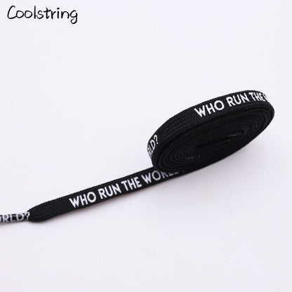 7MM Who Run The World Slogo Shoelaces Double-sided Printed Flat Sneakers Basketball Shoestring