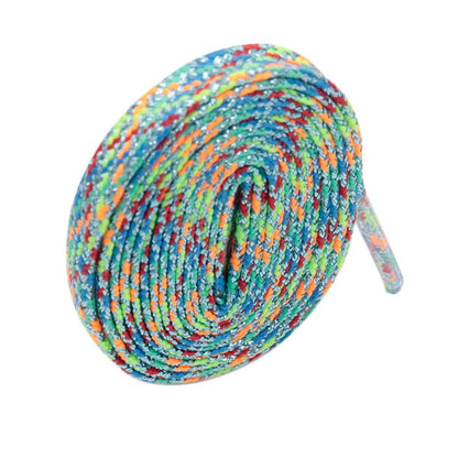 7MM Metallic Yarn Colorful Laces Black Blue Yellow Polyester Shoelaces Sneaker Boot Canvas Trendy