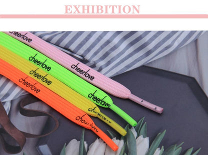 7mm Letter Printing Shoelaces Green Pink Yellow Red Colours for Kid Adult Unisex Canvas Shoe String