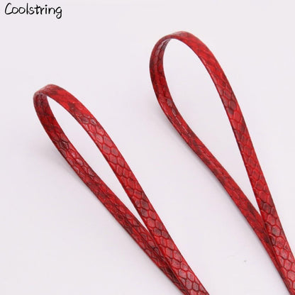 6 Colors Flat Snakeskin Snake Shoe Laces Luxury PU Leather LE ShoeLaces With Gold Metal Aglets For