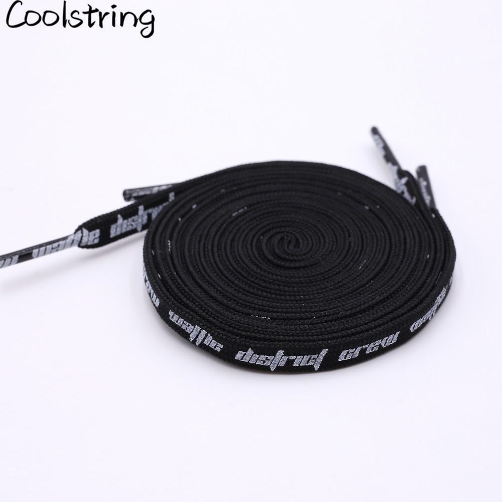 Double-sided Screen Printing Waffle District Crew Laces Beige Black Authentic Sports Shoelace
