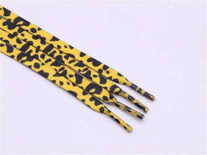 Fashion Trend 7mm Polyester Digital Printed Leopard Flat Sports Laces Thermal Transfer Shoelaces