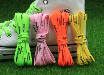 7mm Letter Printing Shoelaces Green Pink Yellow Red Colours for Kid Adult Unisex Canvas Shoe String