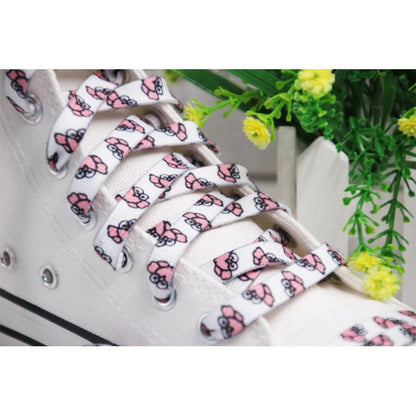 Cute Owl Pink of Sesame Street Series Shoestring Flat Cotton Shoe laces Adorable owl Cartoon Women