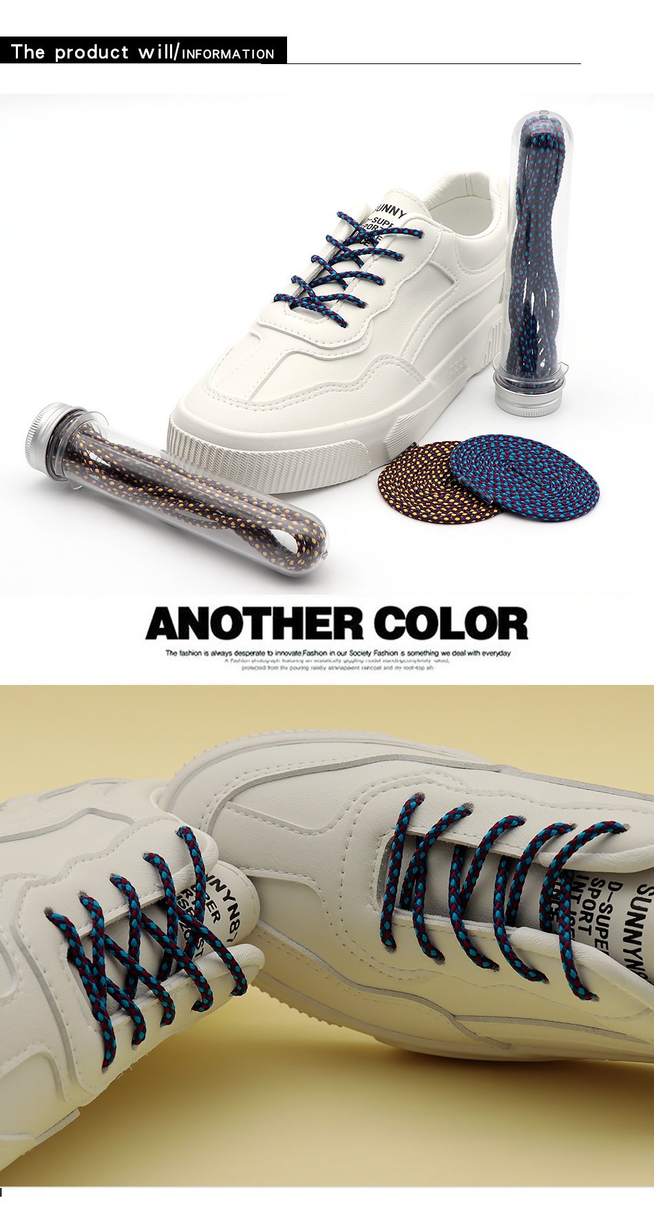 4.5MM Colorful Ropes Tri-Color Combination Hoodie Drawropes Manual Durable Shoelacs For Boots 350v2