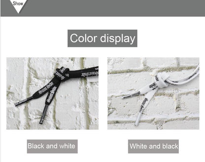 7MM Saint Side White Black Letter Flat Type Waist Laces Men Women Sneaker Ropes Boots Canvas Casual