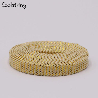 Cool 0.7cm Two Colors Mixed Shiny Gold And Silver Thread Sport Sneakers Flat Shoelaces Bootlaces
