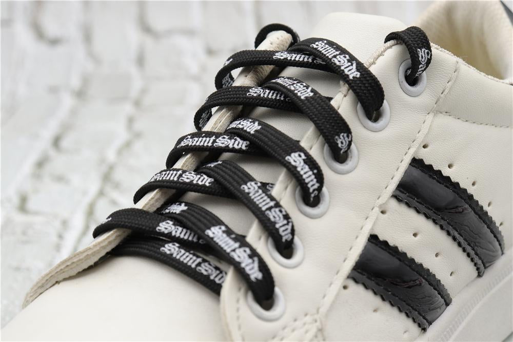 7MM Saint Side White Black Letter Flat Type Waist Laces Men Women Sneaker Ropes Boots Canvas Casual