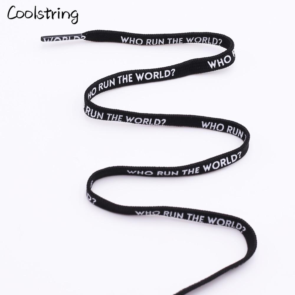 7MM Who Run The World Slogo Shoelaces Double-sided Printed Flat Sneakers Basketball Shoestring
