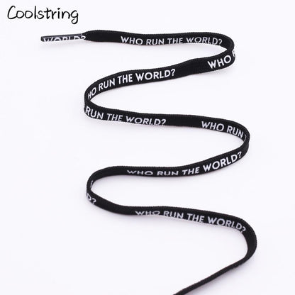 7MM Who Run The World Slogo Shoelaces Double-sided Printed Flat Sneakers Basketball Shoestring