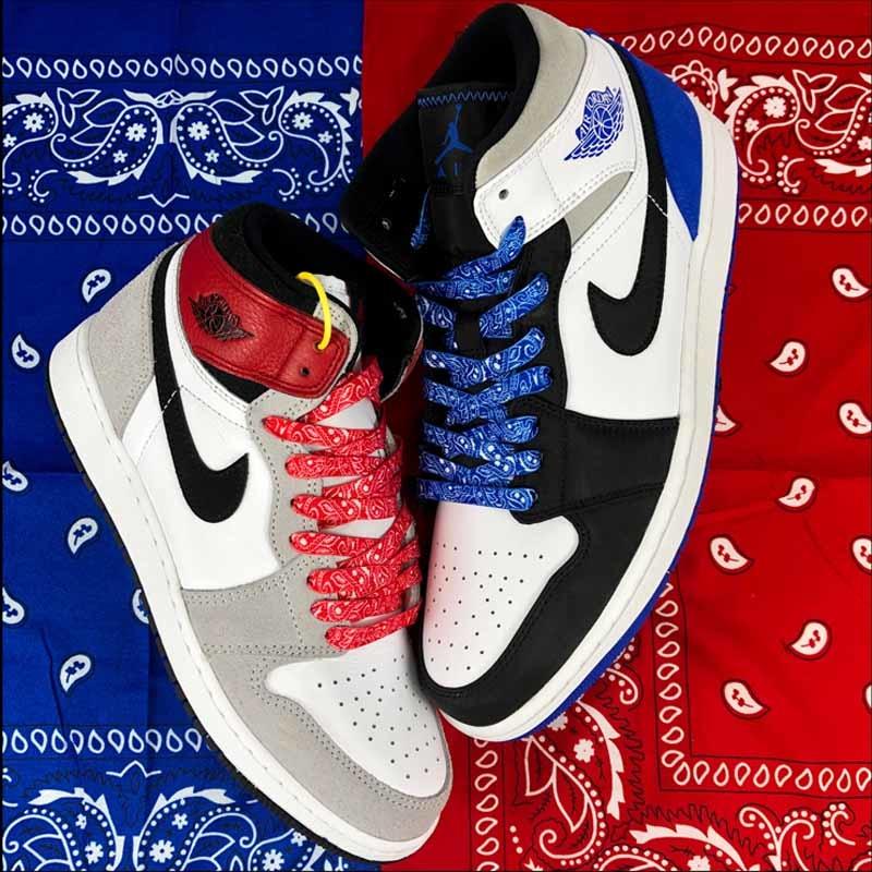 8MM Paisley Shoe Accessories Bright Blue With Bandanna Pattern Heat Transfer Printing Cords Sport