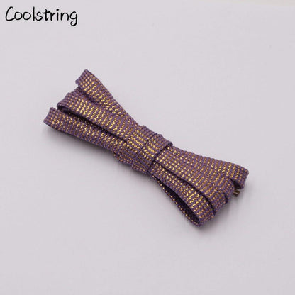 Cool 0.7cm Two Colors Mixed Shiny Gold And Silver Thread Sport Sneakers Flat Shoelaces Bootlaces