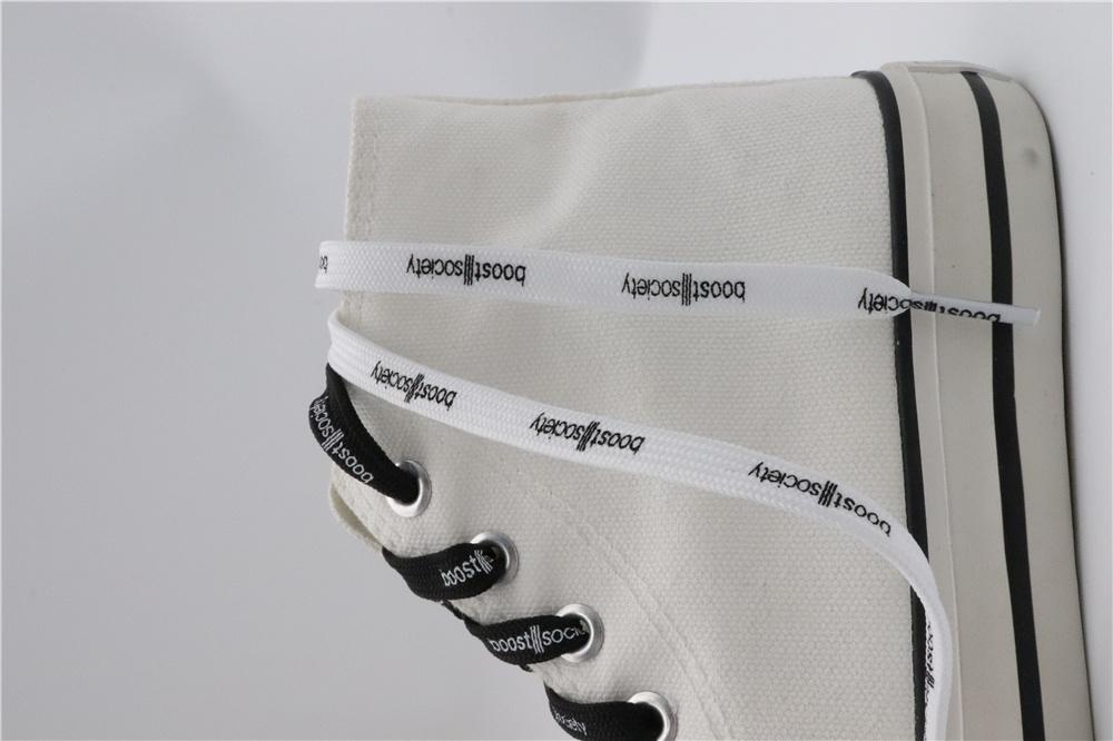 7MM  "boos society" Letter Silk Printing White Black Shoelaces изи буст кроссовки Flat Ropes Easy