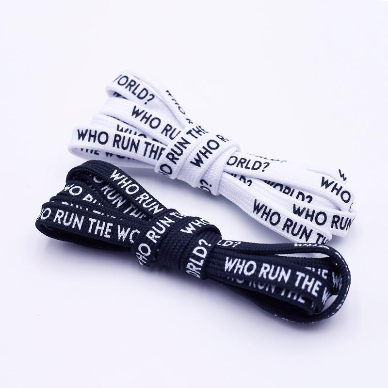7MM Shoe Accessories Silk Screen Letter Printing Basketball Canvas Boots Falt Laces Lady Charmed