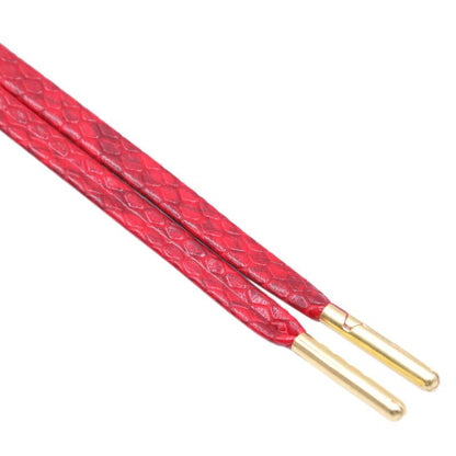 6 Colors Flat Snakeskin Snake Shoe Laces Luxury PU Leather LE ShoeLaces With Gold Metal Aglets For